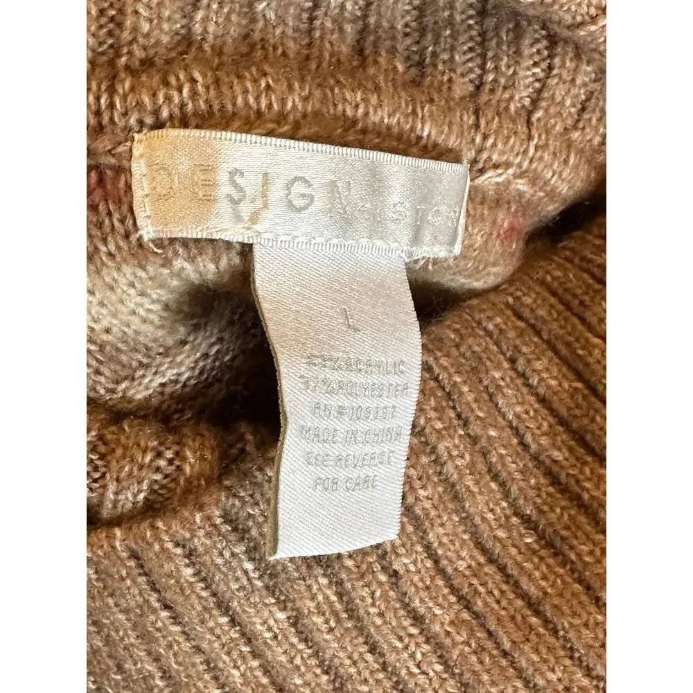 Design History Ribbed Cap Sleeved Turtleneck Brown Multi L - Picture 10 of 10